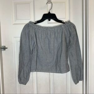Brandy Melville Navy/White Off the Shoulder Top